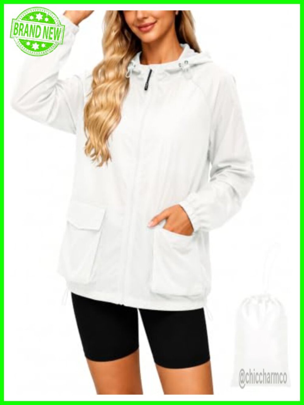 Lightweight Packable Hooded Waterproof Windbreaker Rain Jacket